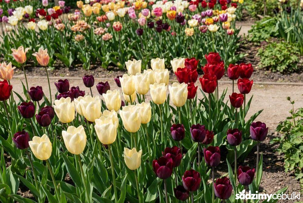 Tulipany odmiany Maria Kaczyńska w kompozycji z innymi odmianami