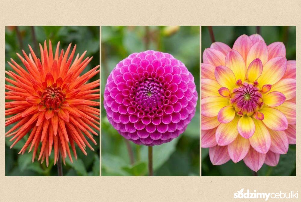 Rodzaje dalii: kaktusowa pomponowa i dekoracyjna