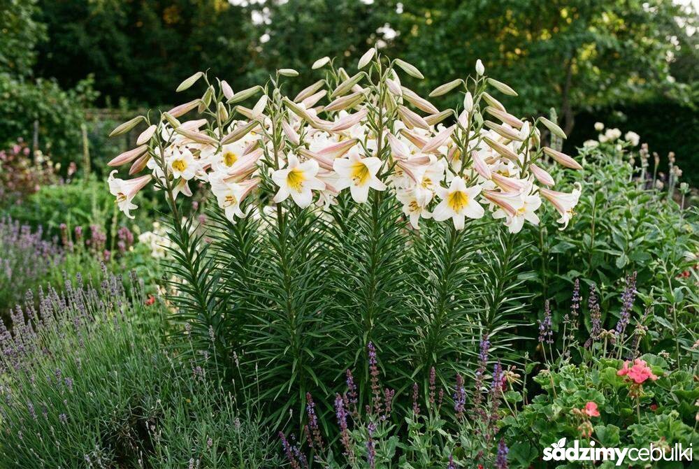 Pokrój lilii królewskiej na rabacie ogrodowej